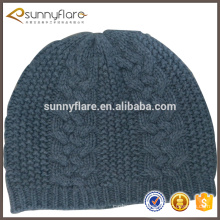 cashmere cable knit pattern thick beanie hat